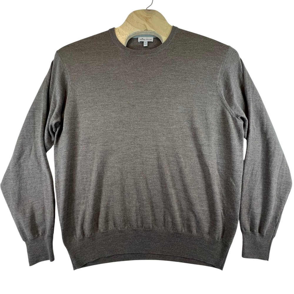 Peter Millar Crewneck Sweater Mens XXL Brown Merino Wool Silk Blend Knit
